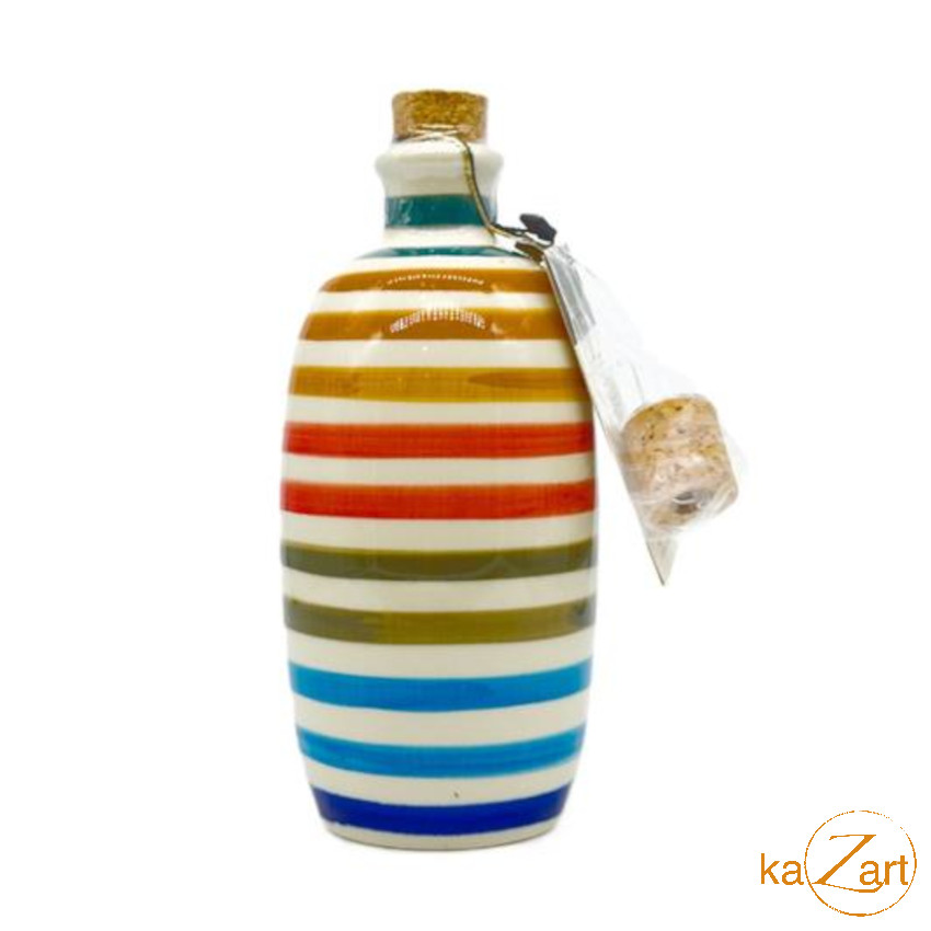 Beneoliva - Olijfolie in Keramische Fles Multicolor Lijnen 50cl